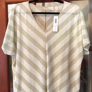 Chico’s gleaming stripe v-neck shirt